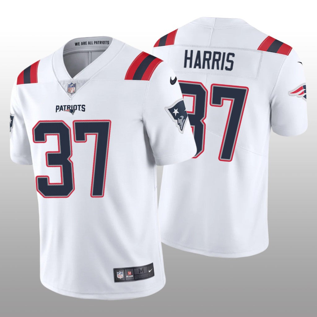Damien Harris New England Patriots white Vapor jersey