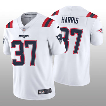 Damien Harris New England Patriots white Vapor jersey