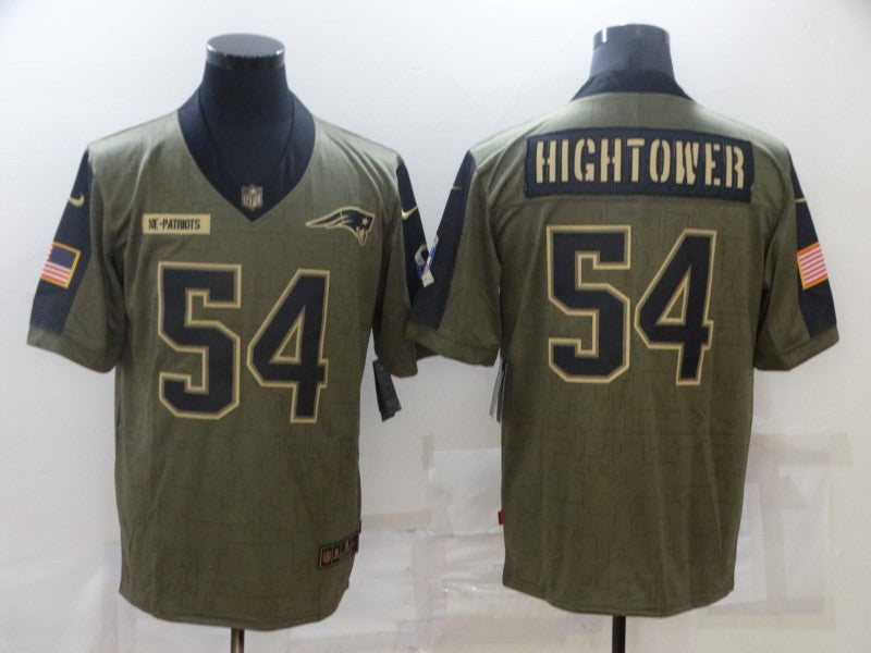 Tedy Bruschi New England Patriots olive Salute To Service jersey
