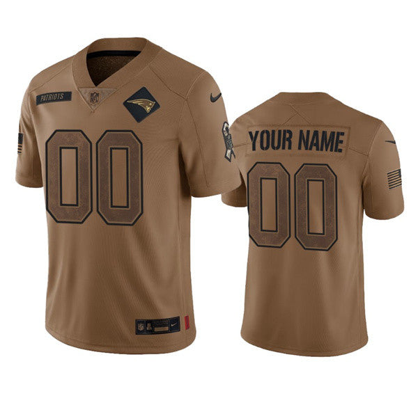 Custom New England Patriots brown Limited jersey