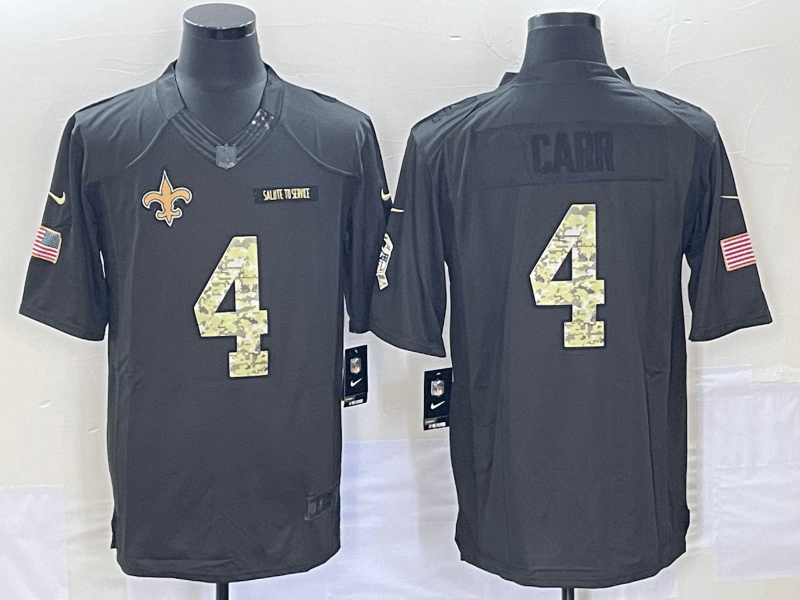 Derek Carr New Orleans Saints black Salute To Service jersey