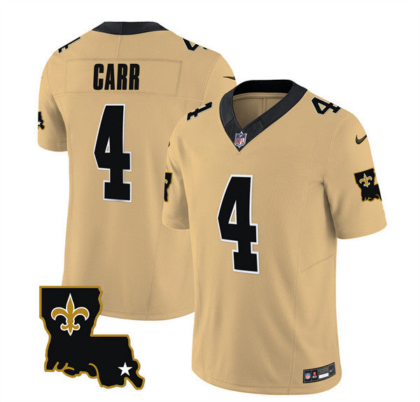 Derek Carr New Orleans Saints gold Vapor jersey