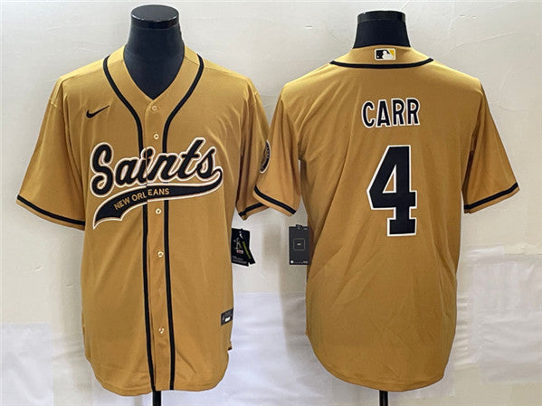 Derek Carr New Orleans Saints gold jersey