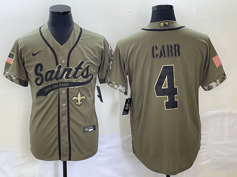 Derek Carr New Orleans Saints olive Salute To Service jersey