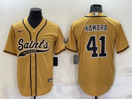 Alvin Kamara New Orleans Saints gold jersey