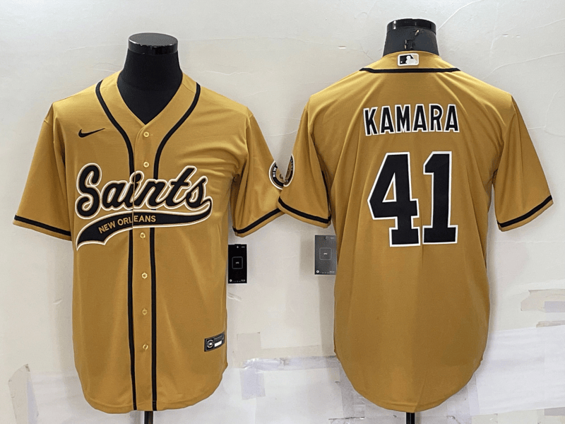 Alvin Kamara New Orleans Saints gold jersey
