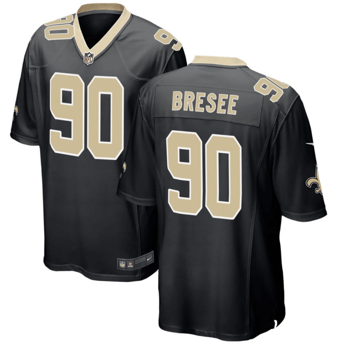 Bryan Bresee New Orleans Saints black Game jersey