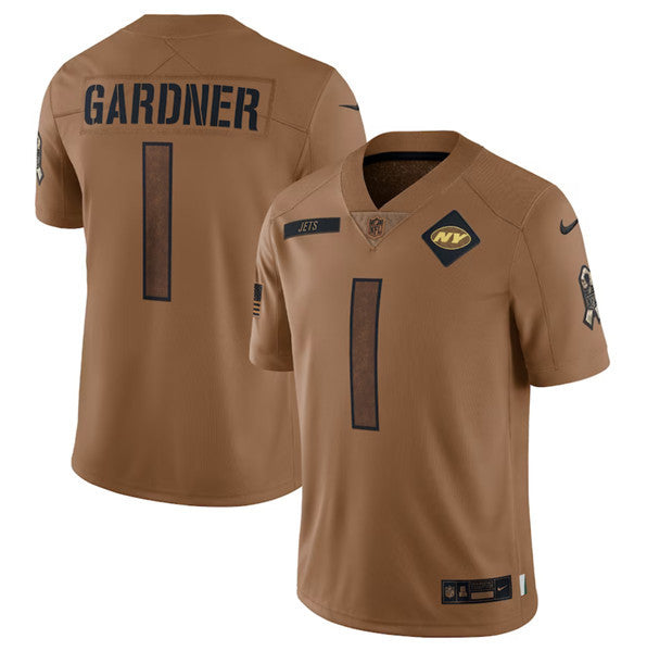 Sauce Gardner New York Jets brown Salute To Service jersey