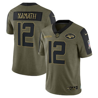Joe Namath New York Jets olive Salute To Service jersey