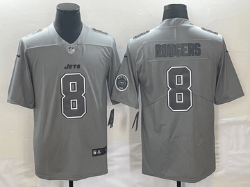 Aaron Rodgers Logo New York Jets grey Vapor jersey