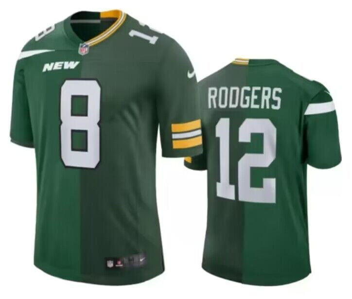 Front Back New York Jets green Split jersey
