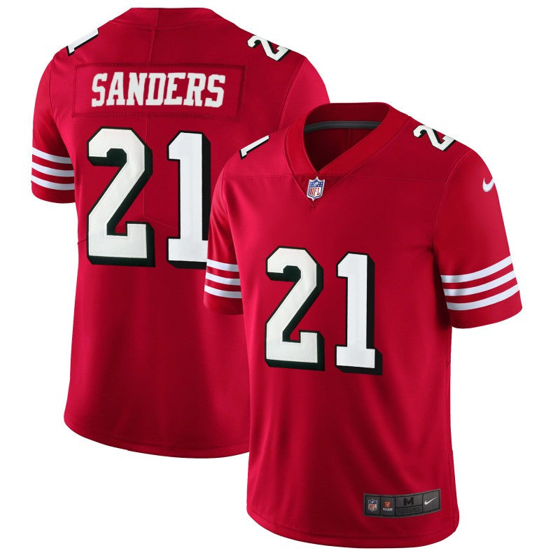 Deion Sanders San Francisco 49ers red Vapor jersey