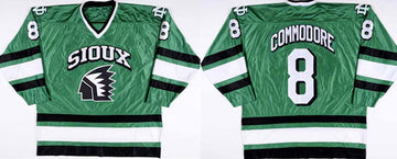 Mike Commodore North Dakota Fighting Sioux green jersey