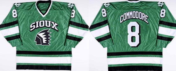 Mike Commodore North Dakota Fighting Sioux green jersey