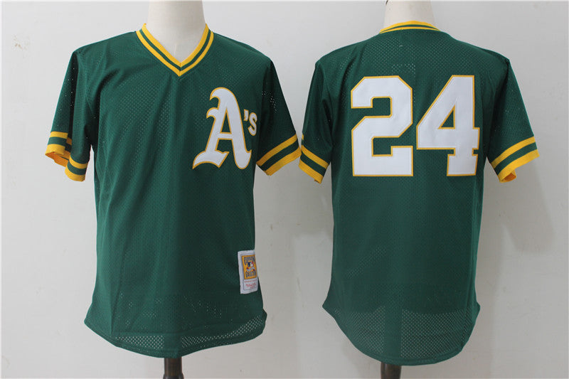 Rickey Henderson Mitchell Ness Oakland Athletics green Cooperstown jersey