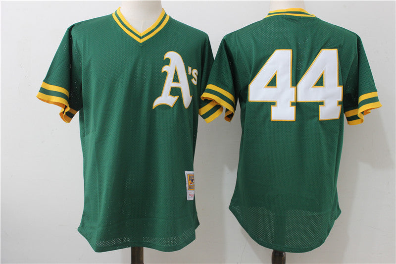 Reggie Jackson Mitchell Ness Oakland Athletics green Cooperstown jersey