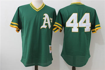 Reggie Jackson Mitchell Ness Oakland Athletics green Cooperstown jersey