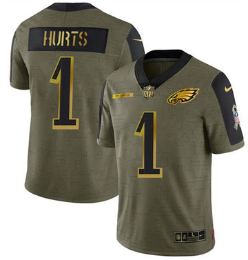 Jalen Hurts Philadelphia Eagles olive Salute To Service jersey