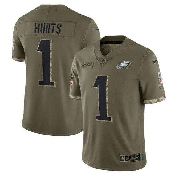 Jalen Hurts Philadelphia Eagles olive Salute To Service jersey