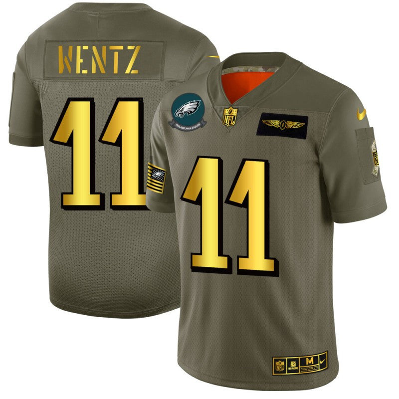 Carson Wentz Philadelphia Eagles olive Salute To Service jersey