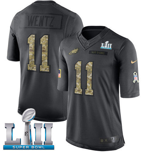 Carson Wentz Philadelphia Eagles black Game jersey