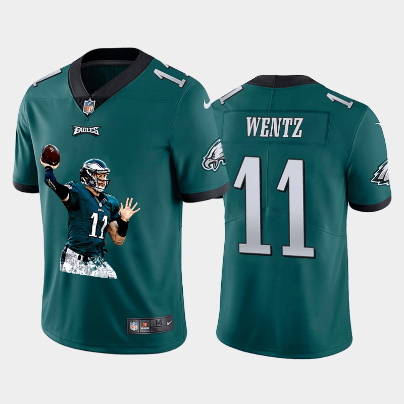 Carson Wentz Philadelphia Eagles green Vapor jersey