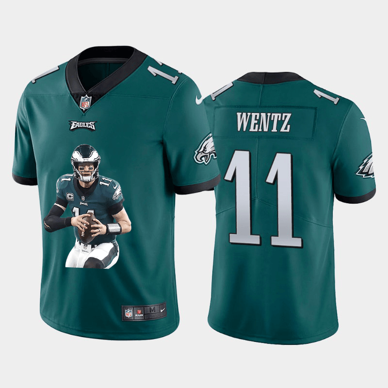 Carson Wentz Philadelphia Eagles green Vapor jersey