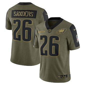 Miles Sanders Philadelphia Eagles olive Salute To Service jersey