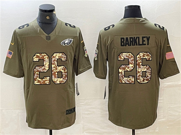 Saquon Barkley Philadelphia Eagles olive Salute To Service jersey
