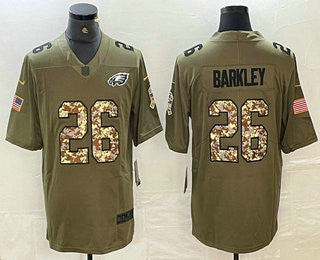 Saquon Barkley Philadelphia Eagles olive Salute To Service jersey