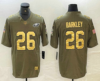 Saquon Barkley Philadelphia Eagles olive Salute To Service jersey