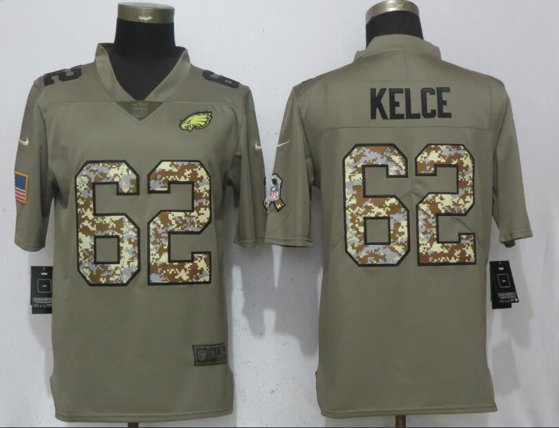 Jason Kelce Philadelphia Eagles olive Salute To Service jersey