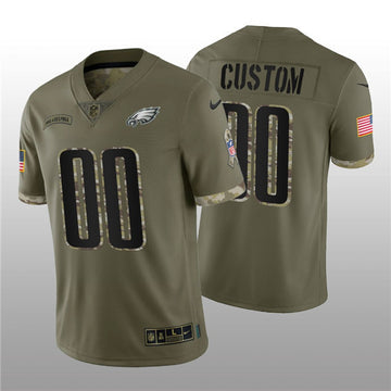 Custom Philadelphia Eagles olive Salute To Service jersey