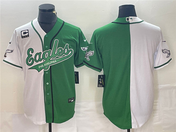 Blank Green Philadelphia Eagles white Split jersey