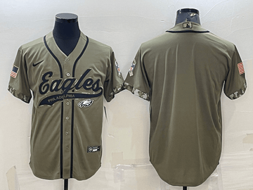 Custom Philadelphia Eagles olive Salute To Service jersey