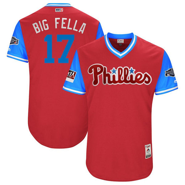 Rhys Hoskins Fella Majestic Philadelphia Phillies scarlet Classic jersey