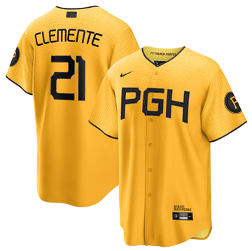 Roberto Clemente Pittsburgh Pirates gold City Connect jersey