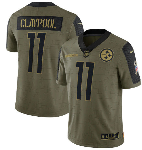 Chase Claypool Pittsburgh Steelers olive Salute To Service jersey