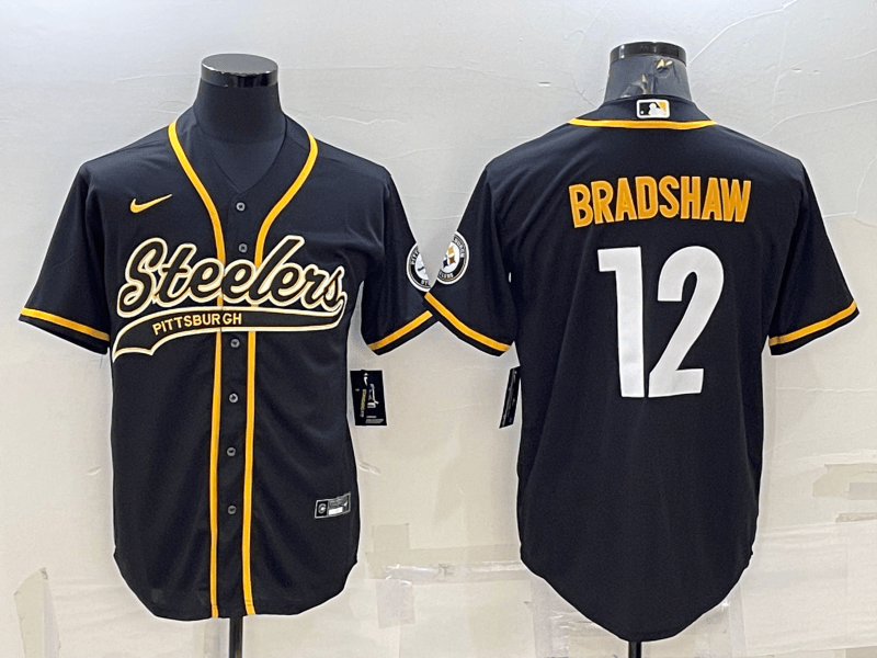 Terry Bradshaw Pittsburgh Steelers black jersey