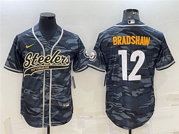 Terry Bradshaw Pittsburgh Steelers grey Camo jersey