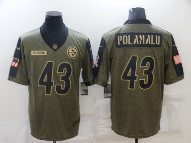 Troy Polamalu Pittsburgh Steelers olive Salute To Service jersey