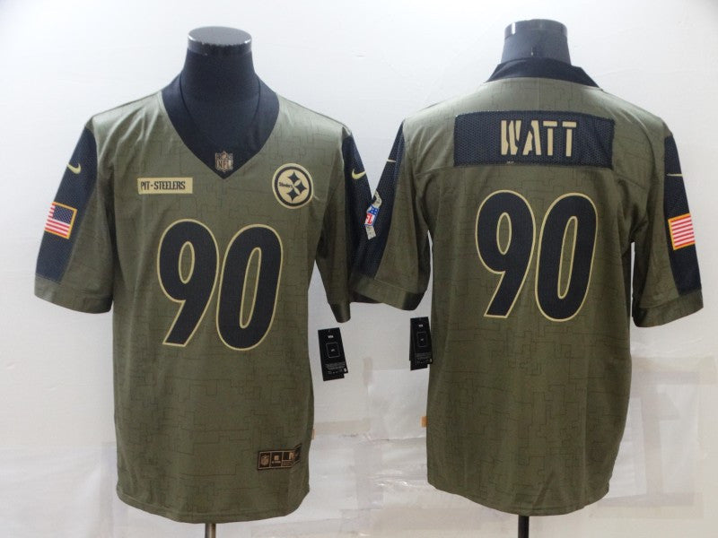 T.J. Watt Pittsburgh Steelers olive Salute To Service jersey