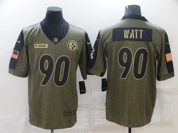 T.J. Watt Pittsburgh Steelers olive Salute To Service jersey