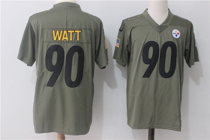 T.J. Watt Pittsburgh Steelers olive Salute To Service jersey