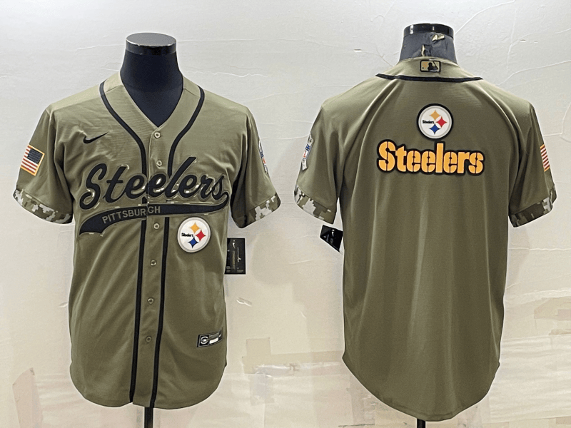 Custom Pittsburgh Steelers olive Salute To Service jersey