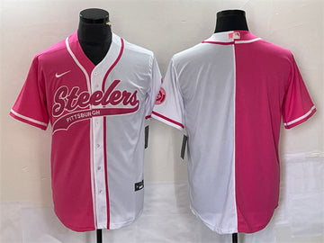 Blank White Pittsburgh Steelers pink Split jersey