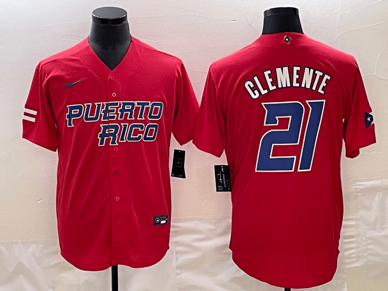 Roberto Clemente Puerto Rico Baseball red Classic jersey