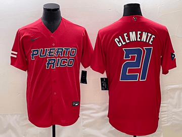 Roberto Clemente Puerto Rico Baseball red Classic jersey