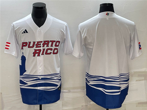 Custom Puerto Rico Baseball white Classic jersey