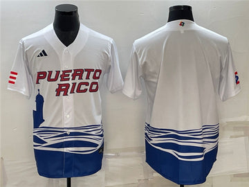 Custom Puerto Rico Baseball white Classic jersey